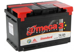 Аккумулятор A-mega Standard 74 A/h R+ 720 A (EN) низкий